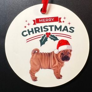 Shar-pei Dog Merry Christmas Round Christmas Ornament New